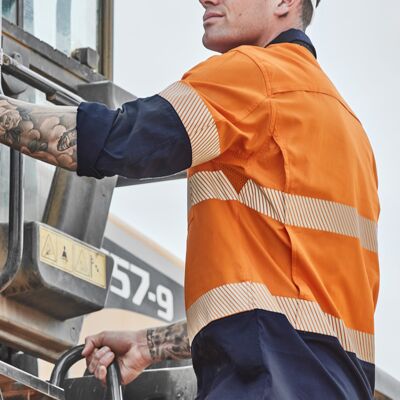 ZW229 Men's Rugged Cooling Hi Vis Segmented Tape Long Sleeve Shirt Thumbnail